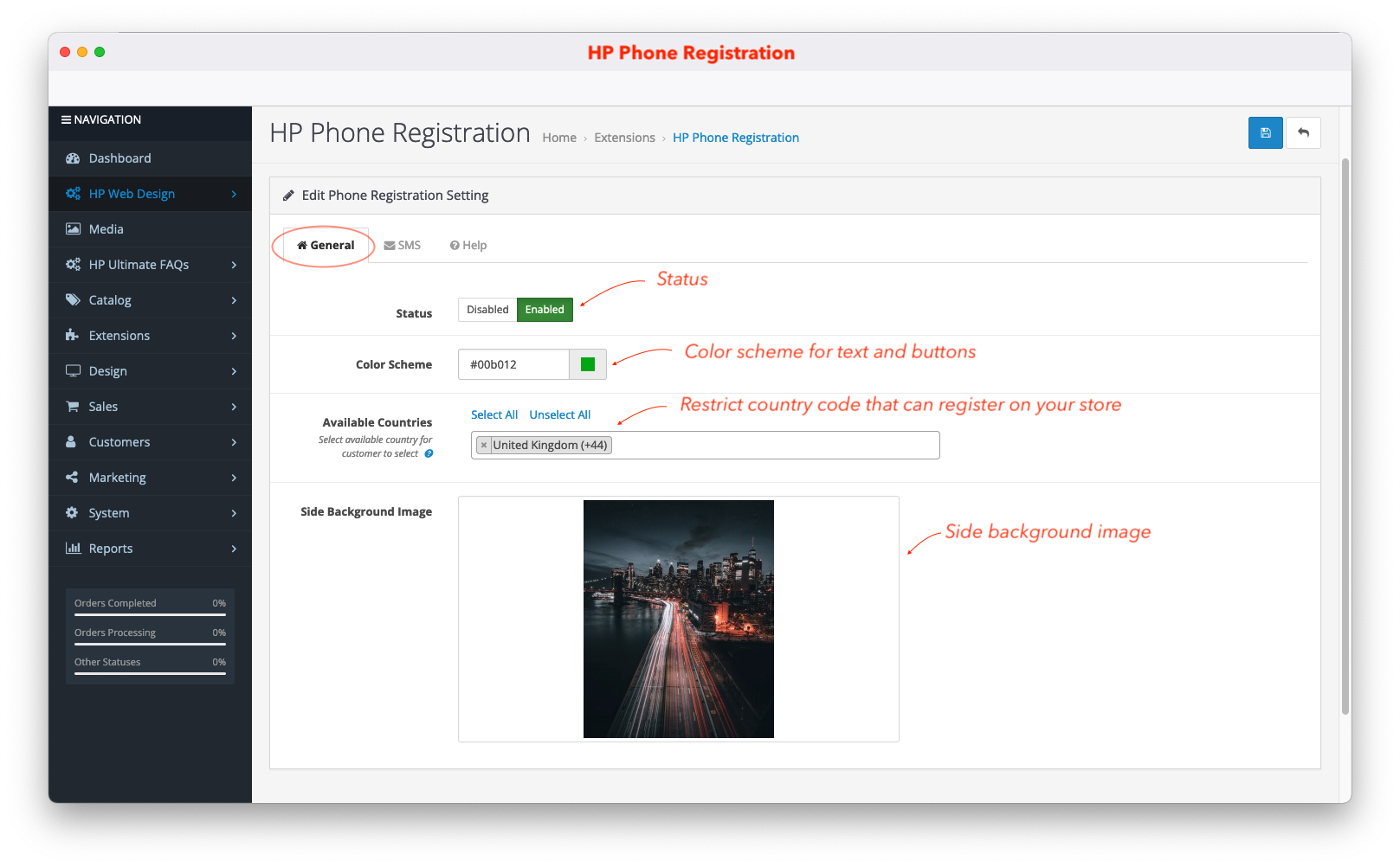 general setting for phone based login and register with otp opencart
